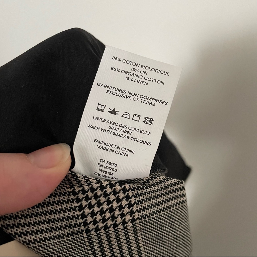 Frank and Oak Emma Ultra Wide-Leg Pants Grey Plaid Size 4 Cotton/Linen Blend - Picture 13 of 13